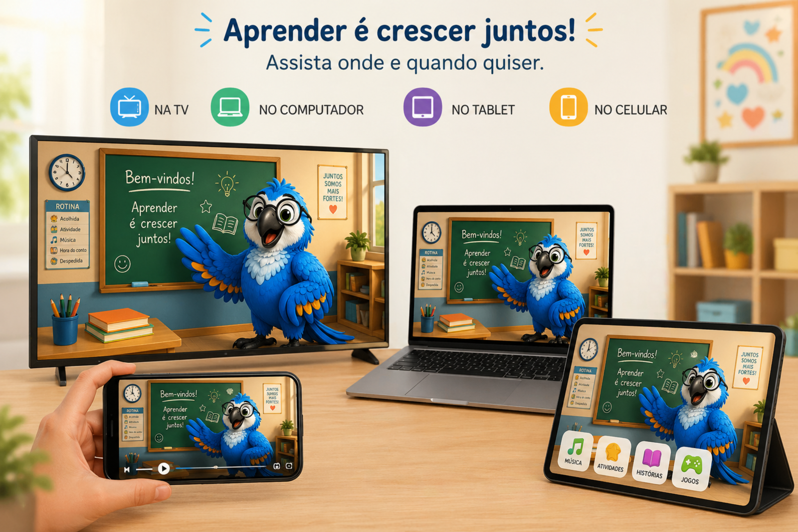 Assistente Arara em várias telas